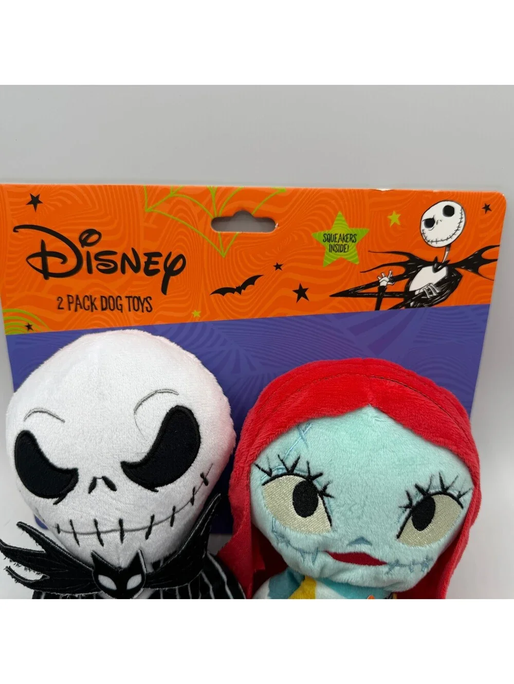 Disney Nightmare Before Christmas Jack & Sally 2 Pack Squeaker Dog Plush Pet Toy